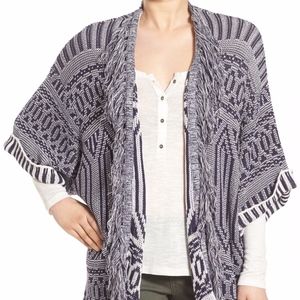 Hinge Jacquard Cotton Open Cardigan Sweater Top